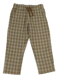 Béžovo-tmavomodré kostkované kalhoty H&M