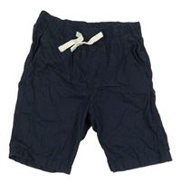 Tmavomodré plátěné kraťasy H&M