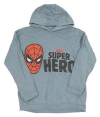 Svetlomodrá mikina so Spider-manem a kapucňou George