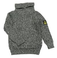 Šedo-černý melírovaný svetr se stojáčkem Next 