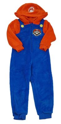 Safírovo-červená chlupatá kombinéza s kapucí - Mário