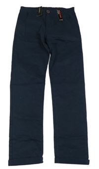 Nové - Tmavomodré plátěné chino slim fit  kalhoty Dunnes