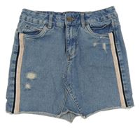 Modrá riflová sukně s prošoupáním a proužky Page one young