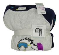 Nové - Tmavomodro-sivé chlpaté pyžama s Yettim Primark