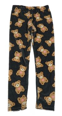 Tmavosivé zamatové legíny s medvedíkmi Little kids
