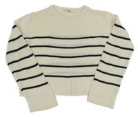 Smetanovo-čierny pruhovaný crop sveter H&M