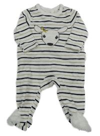 Bílo-černo-zlatý pruhovaný sametový overal se srnkou Orchestra