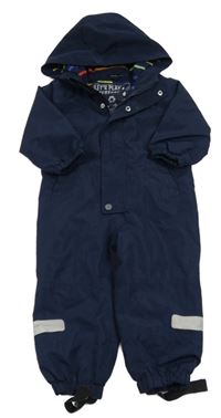 Tmavomodrá šusťáková jarní kombinéza s kapucí F&F