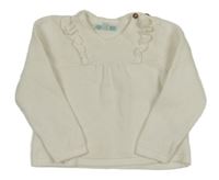 Bílý vzorovaný svetr s volánky Obaibi