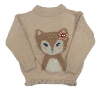 Staroružový chlpatý sveter s líškou C&A