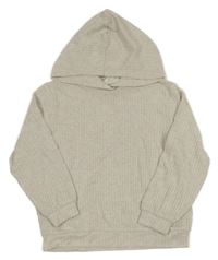 Béžový rebrovaný sveter s kapucňou H&M
