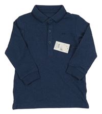 Nové - Tmavomodré melírované polo triko Matalan