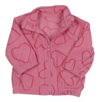 Ružová fleecová prepínaci mikina so srdiečkami Dunnes
