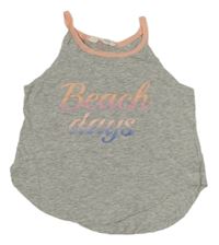 Sivo-broskvový top s nápisom H&M