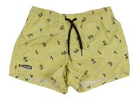 Žlté plážové kraťasy s palmami Decathlon