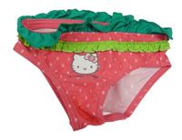 Růžovo-zelené plavkové kalhotky s Hello Kitty a volánky 
