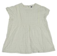 Bílá kostkovaná peplum tunika s krajkou 