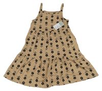 Nové - Béžové bavlnené šaty s kvetinami Primark