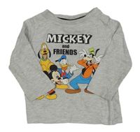 Šedé melírované triko s Mickeym Disney