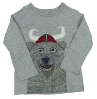 Sivé melírované tričko s medvedíkom GAP