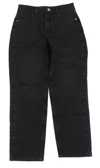 Černé relaxed waist rifle s prošoupáním H&M
