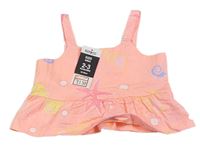 Neónově korálový melírovaný crop top s hvězdicemi a mušličkami PEP&CO
