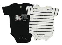 2x - Body - Černé s pandami a nápisy, bílo/černé pruhované so cute