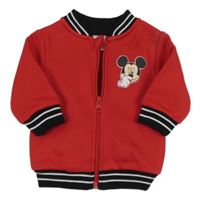 Červeno-čierna prepínaci tepláková mikina s Mickey a pruhmi Disney