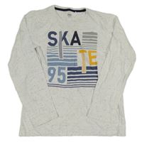 Bielo-svetlošedá -čierne melírované tričko s nápisom a číslom zn. YIGGA