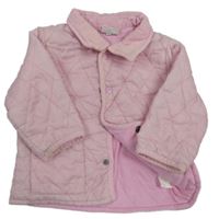 Svetloružová prešívaná šušťáková zateplená bunda s golierikom