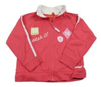 Jahodová prepínaci mikina s číslom a pruhom s flitrami BLUE SEVEN