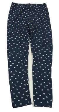 Tmavomodré teplákové legíny s koníky YIGGA