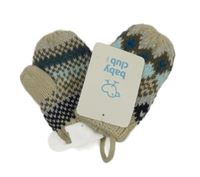 Nové - béžové vzorované pletené palcové rukavice C&A