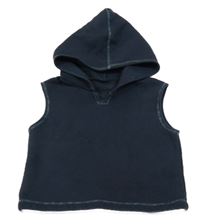 Tmavomodrá tepláková tepláková vesta s kapucňou