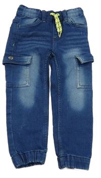 Modré cargo cuff teplákové nohavice Kiki&Koko