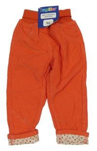 Nové - tmavooranžové menšestrové nohavice s úpletovým pasom lupilu