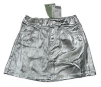 Nové - strieborná potiahnuté á rifľová sukňa H&M