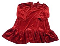 Červené lesklé zamatové šaty s volánikom St. Bernard