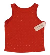 Nové - červený rebrovaný crop top s kamienkami ICEY