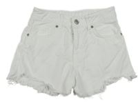 Biele rifľové kraťasy s vyšúchaním ZARA