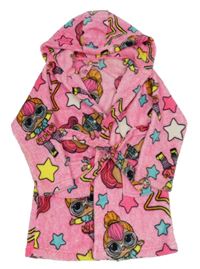 Růžový melírovaný plyšový župan s L.O.L. SUPRISE! a kapucí