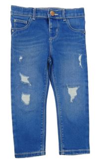 Modré skinny rifle s vyšúchaním RIVER ISLAND