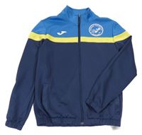 Modro-tmavomodro-žltá prepínaci futbalová mikina so znakom Joma