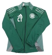 Smaragdovo-khaki funkční fotbalová propínací mikina Celtic Adidas