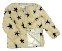 Smotanový kožušinový zateplený kabát s hviezdičkami F&F