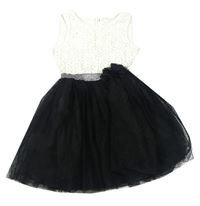 Čierno-biele tylovo/krajkované šaty Nutmeg