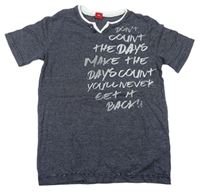 Modro-biele pruhované tričko s nápismi S. Oliver