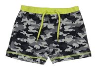 Sivo-čierne army nohavičkové plavky Matalan