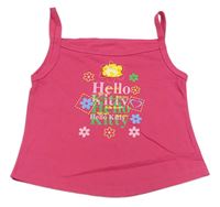Fuchsiový top s kvetmi a nápisy Hello Kitty