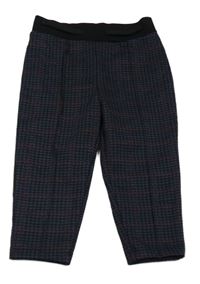 Tmavomodro-čierno-vínové kockované teplákové nohavice zn. River Island